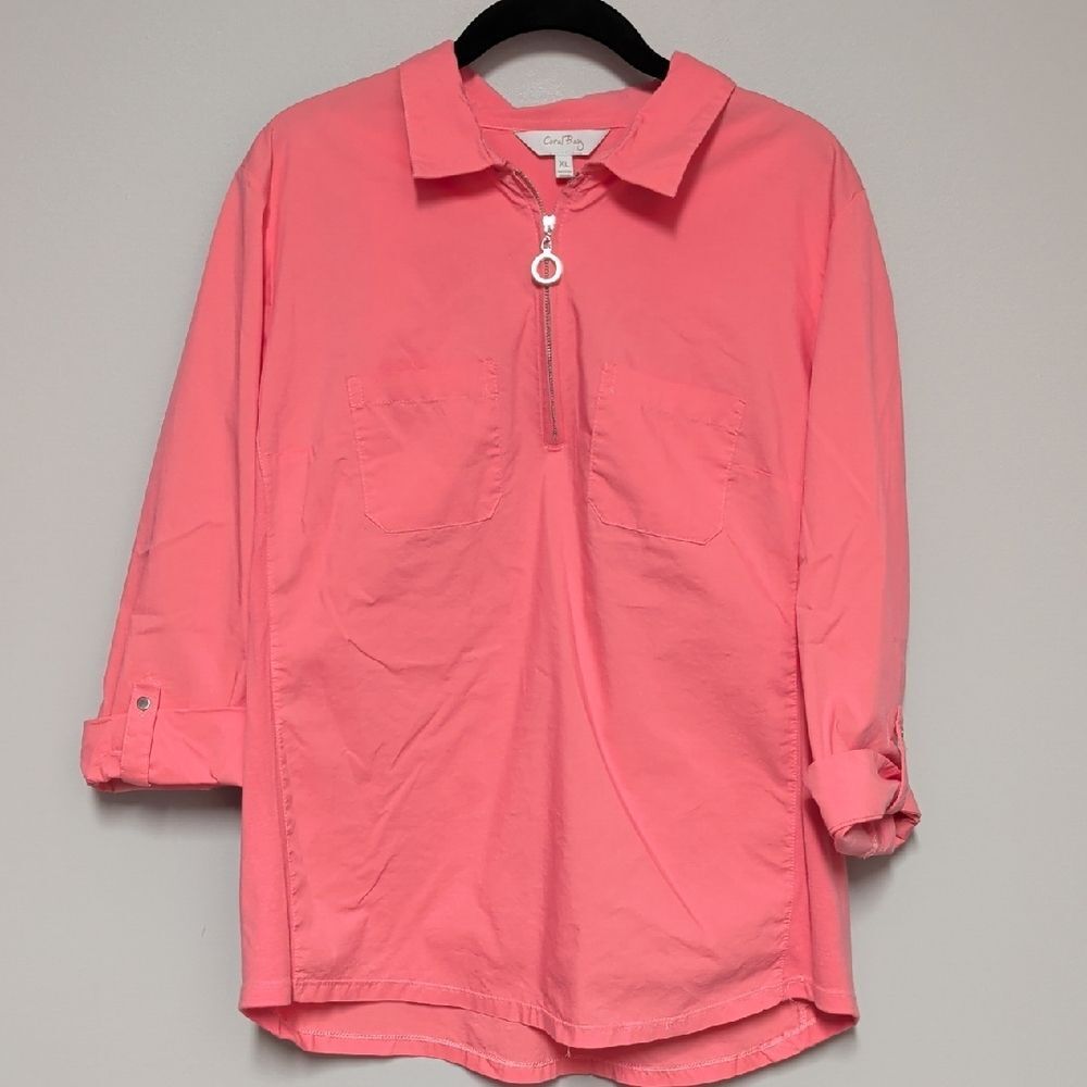 Coral Bay Pink Blouse with Zip Detail